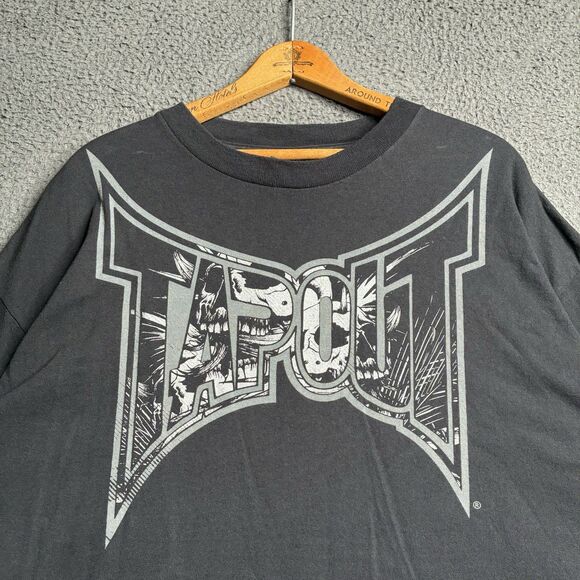 Vintage Tapout Men's Black Short Sleeve T-Shirt UFC MMA BJJ Size 2XL Skull Cyber - Picture 1 of 8